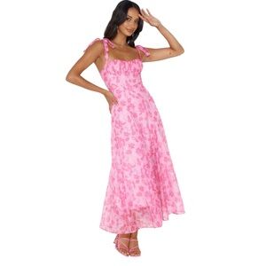 HELLO MOLLY Pink Floral Midi Dress